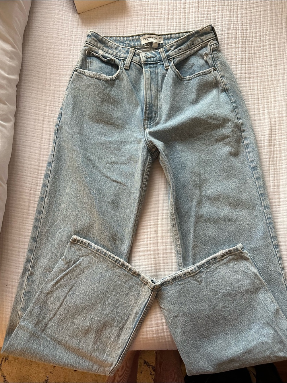 Abercrombie & Fitch Curve Love Light Wash Straight-Leg Jeans